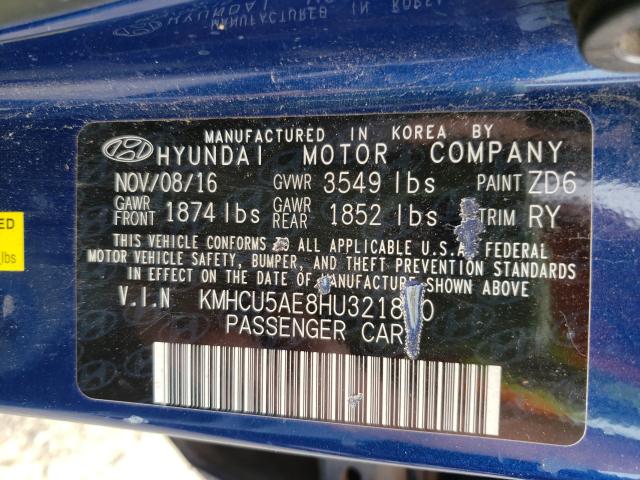 Photo 9 VIN: KMHCU5AE8HU321860 - HYUNDAI ACCENT SPO 