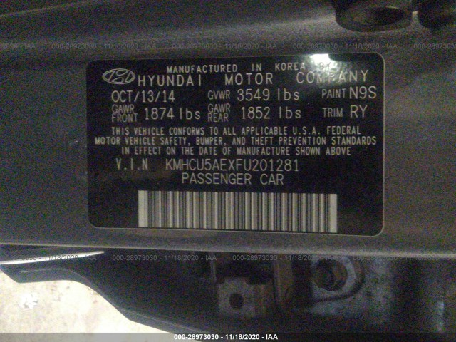 Photo 8 VIN: KMHCU5AEXFU201281 - HYUNDAI ACCENT 