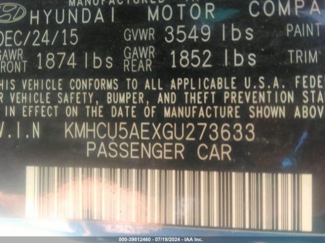 Photo 8 VIN: KMHCU5AEXGU273633 - HYUNDAI ACCENT 