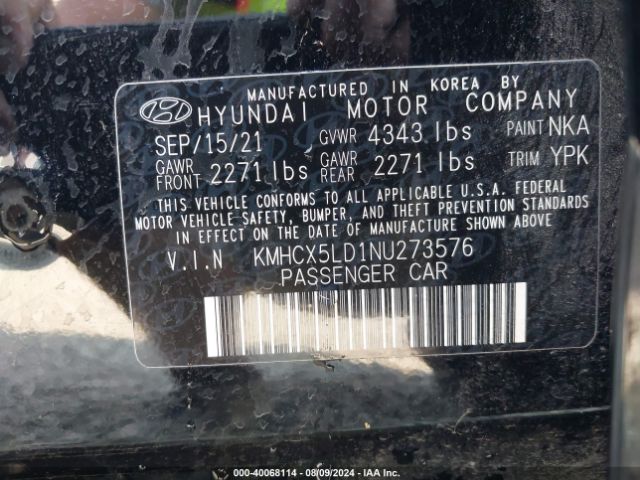 Photo 8 VIN: KMHCX5LD1NU273576 - HYUNDAI IONIQ 