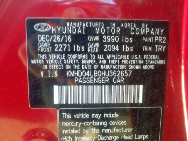 Photo 9 VIN: KMHD04LB0HU362657 - HYUNDAI ELANTRA SP 