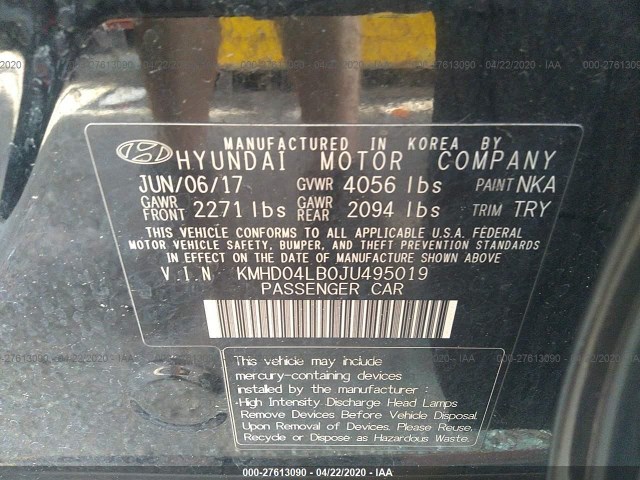 Photo 8 VIN: KMHD04LB0JU495019 - HYUNDAI ELANTRA 