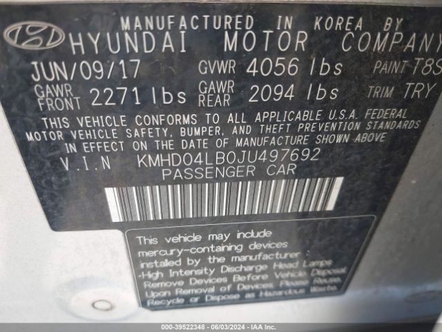 Photo 8 VIN: KMHD04LB0JU497692 - HYUNDAI ELANTRA 