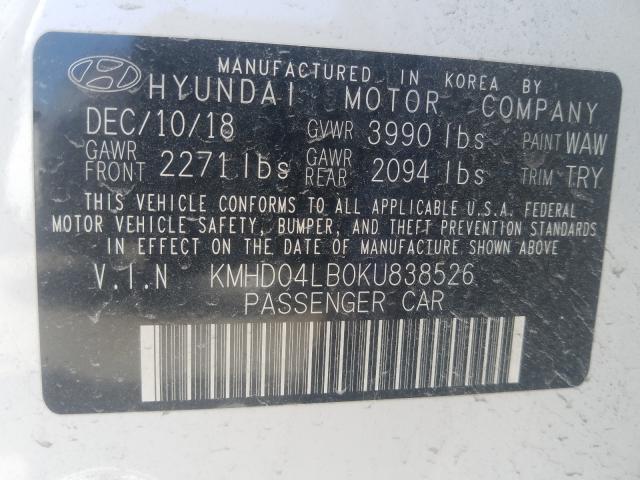 Photo 9 VIN: KMHD04LB0KU838526 - HYUNDAI ELANTRA SP 