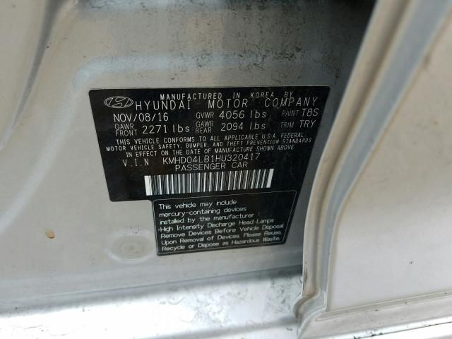 Photo 9 VIN: KMHD04LB1HU320417 - HYUNDAI ELANTRA SP 