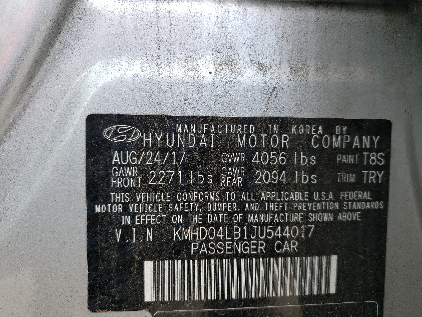 Photo 9 VIN: KMHD04LB1JU544017 - HYUNDAI ELANTRA SP 