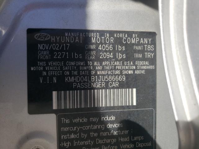 Photo 9 VIN: KMHD04LB1JU586669 - HYUNDAI ELANTRA SP 