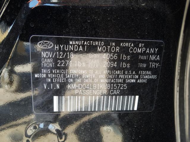 Photo 9 VIN: KMHD04LB1KU815725 - HYUNDAI ELANTRA SP 