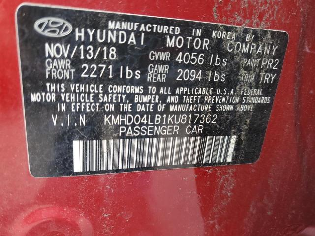 Photo 11 VIN: KMHD04LB1KU817362 - HYUNDAI ELANTRA 