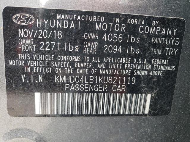 Photo 9 VIN: KMHD04LB1KU821119 - HYUNDAI ELANTRA SP 