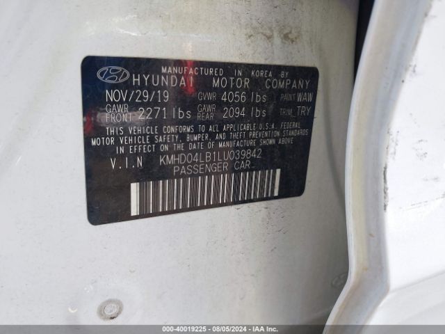 Photo 8 VIN: KMHD04LB1LU039842 - HYUNDAI ELANTRA 