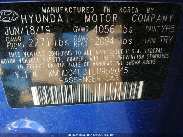 Photo 8 VIN: KMHD04LB1LU958045 - HYUNDAI ELANTRA 