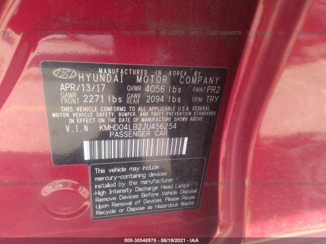 Photo 8 VIN: KMHD04LB2JU456254 - HYUNDAI ELANTRA 