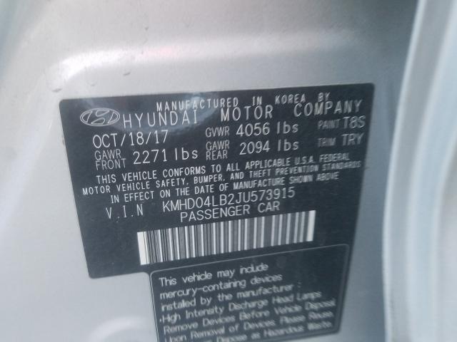 Photo 9 VIN: KMHD04LB2JU573915 - HYUNDAI ELANTRA SP 