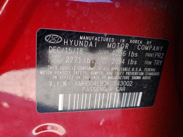 Photo 9 VIN: KMHD04LB2KU843002 - HYUNDAI ELANTRA SP 