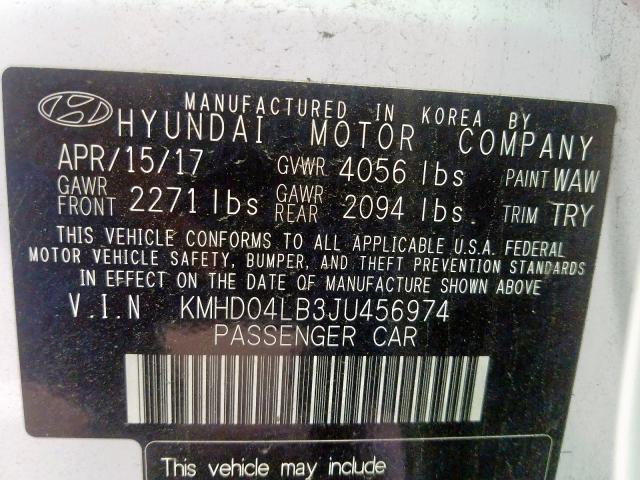 Photo 9 VIN: KMHD04LB3JU456974 - HYUNDAI ELANTRA SP 