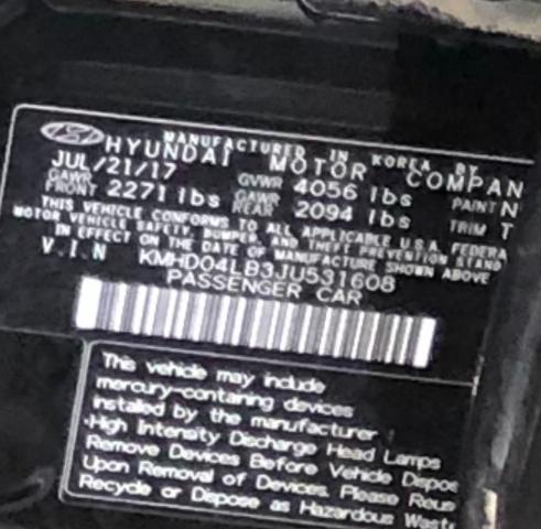 Photo 9 VIN: KMHD04LB3JU531608 - HYUNDAI ELANTRA SP 