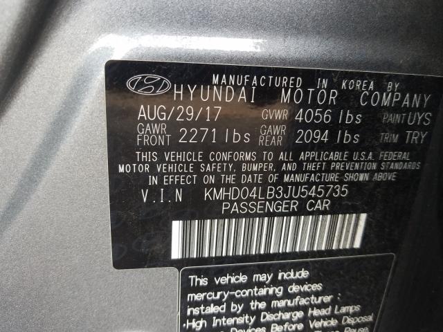 Photo 9 VIN: KMHD04LB3JU545735 - HYUNDAI ELANTRA SP 