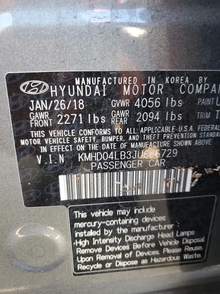 Photo 11 VIN: KMHD04LB3JU636729 - HYUNDAI ELANTRA 