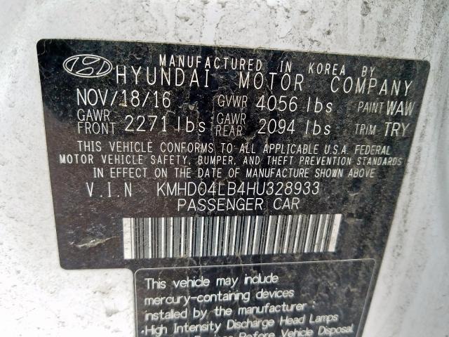 Photo 9 VIN: KMHD04LB4HU328933 - HYUNDAI ELANTRA SP 