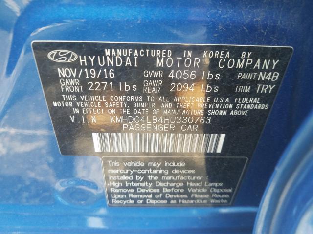 Photo 9 VIN: KMHD04LB4HU330763 - HYUNDAI ELANTRA 