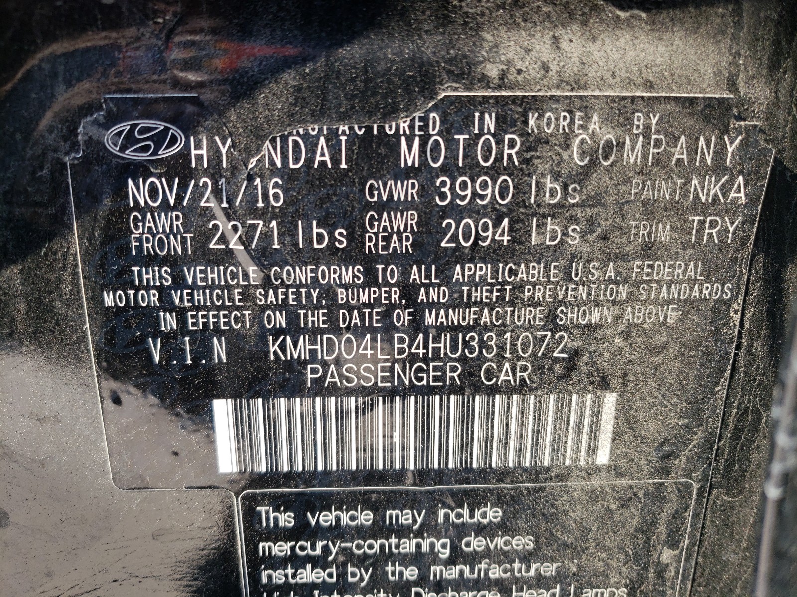 Photo 9 VIN: KMHD04LB4HU331072 - HYUNDAI ELANTRA SP 