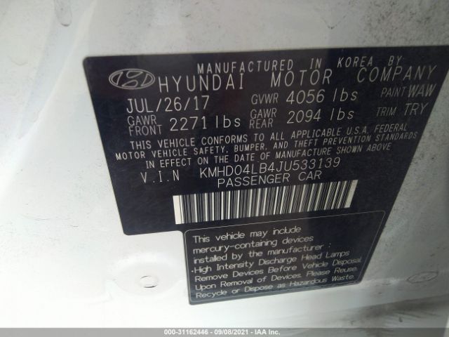 Photo 8 VIN: KMHD04LB4JU533139 - HYUNDAI ELANTRA 