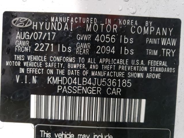 Photo 9 VIN: KMHD04LB4JU536185 - HYUNDAI ELANTRA SP 