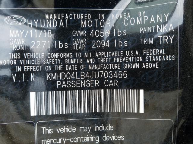 Photo 9 VIN: KMHD04LB4JU703466 - HYUNDAI ELANTRA SP 