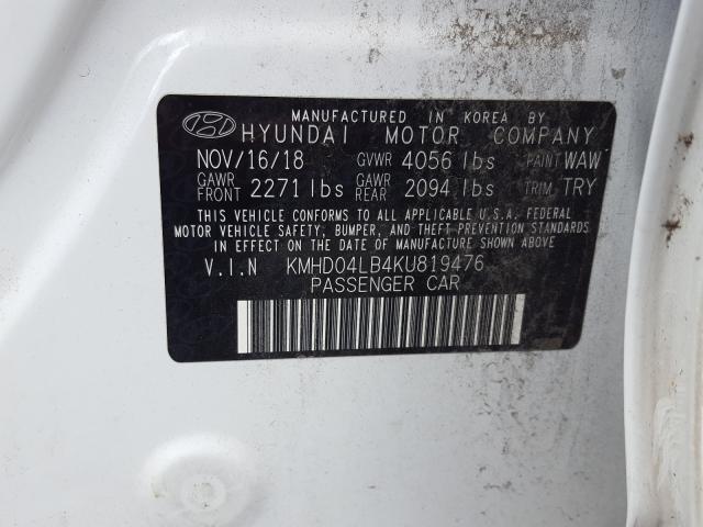 Photo 9 VIN: KMHD04LB4KU819476 - HYUNDAI ELANTRA SP 