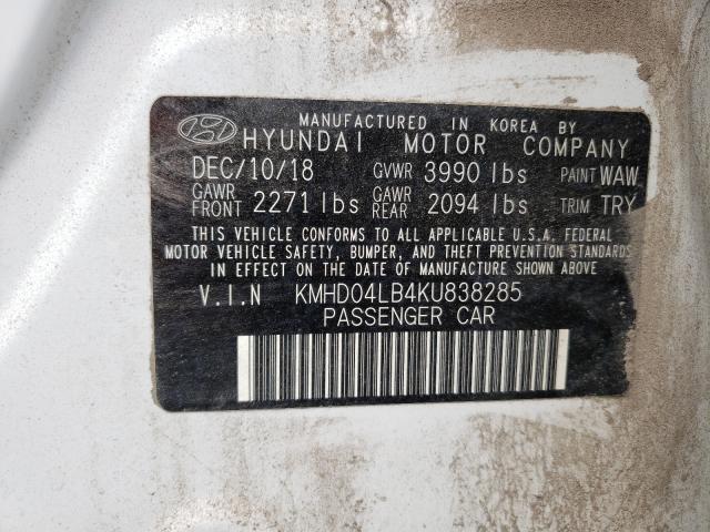 Photo 9 VIN: KMHD04LB4KU838285 - HYUNDAI ELANTRA SP 