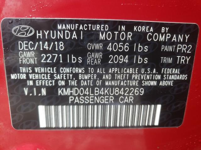 Photo 9 VIN: KMHD04LB4KU842269 - HYUNDAI ELANTRA SP 