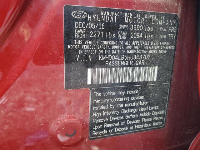 Photo 11 VIN: KMHD04LB5HU343702 - HYUNDAI ELANTRA SP 