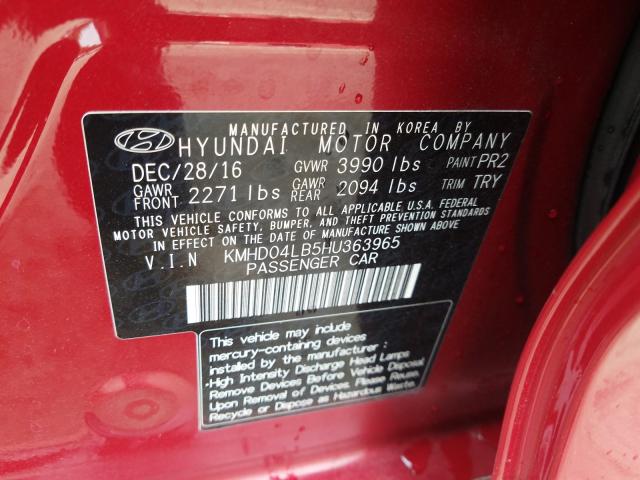 Photo 9 VIN: KMHD04LB5HU363965 - HYUNDAI ELANTRA SP 