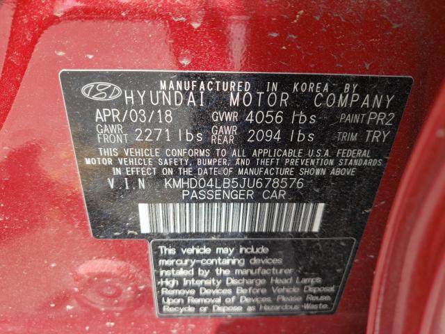 Photo 9 VIN: KMHD04LB5JU678576 - HYUNDAI ELANTRA SP 