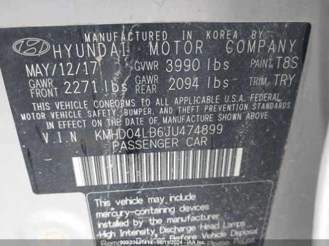 Photo 8 VIN: KMHD04LB6JU474899 - HYUNDAI ELANTRA 