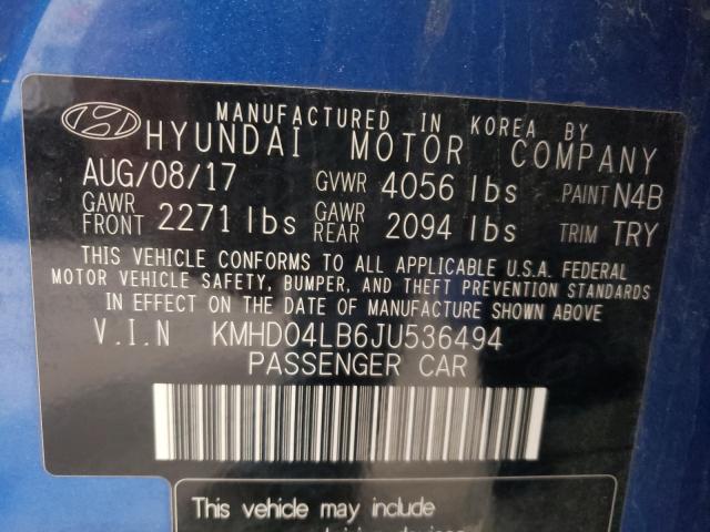 Photo 9 VIN: KMHD04LB6JU536494 - HYUNDAI ELANTRA SP 