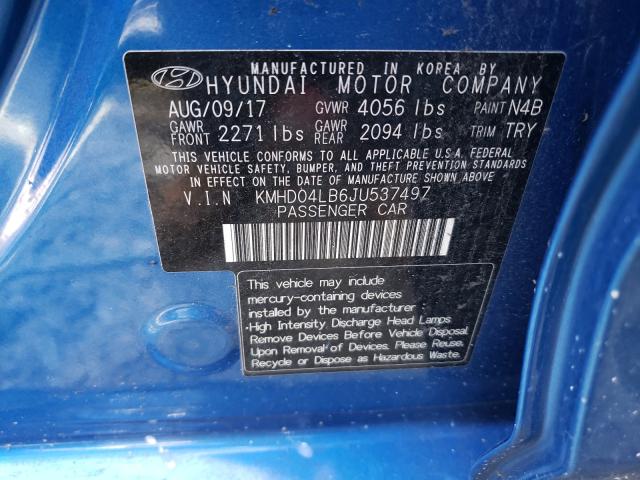 Photo 9 VIN: KMHD04LB6JU537497 - HYUNDAI ELANTRA SP 