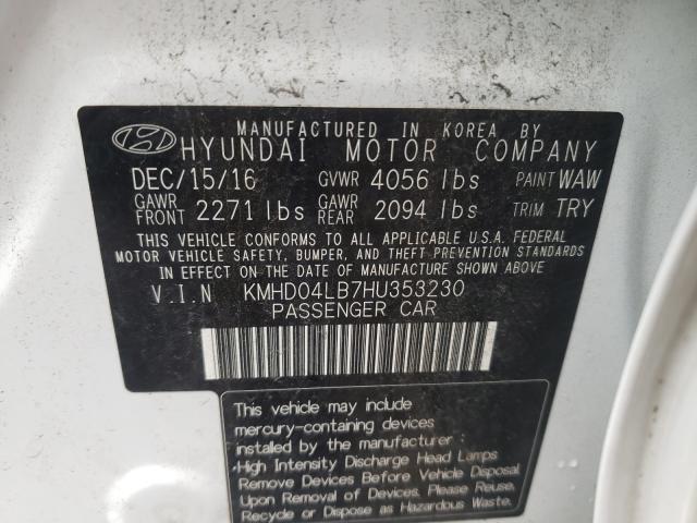 Photo 9 VIN: KMHD04LB7HU353230 - HYUNDAI ELANTRA SP 