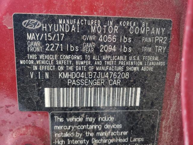 Photo 11 VIN: KMHD04LB7JU476208 - HYUNDAI ELANTRA SP 