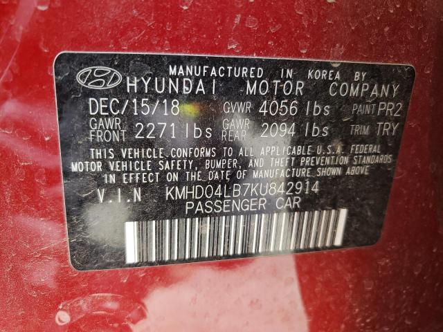 Photo 11 VIN: KMHD04LB7KU842914 - HYUNDAI ELANTRA SP 