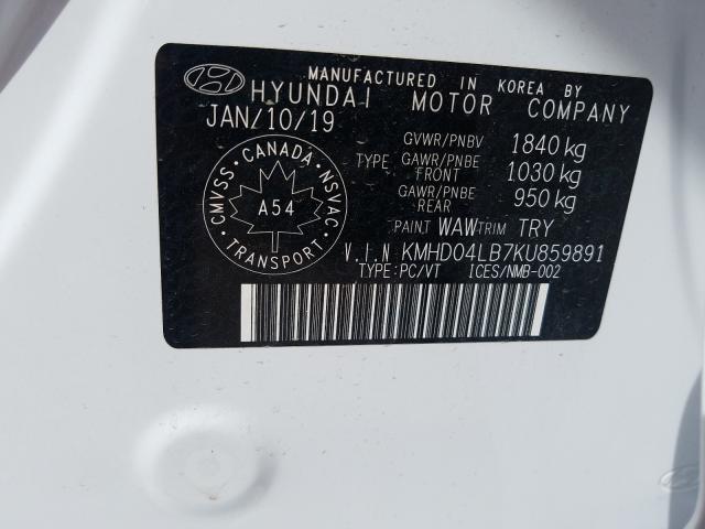 Photo 9 VIN: KMHD04LB7KU859891 - HYUNDAI ELANTRA SP 