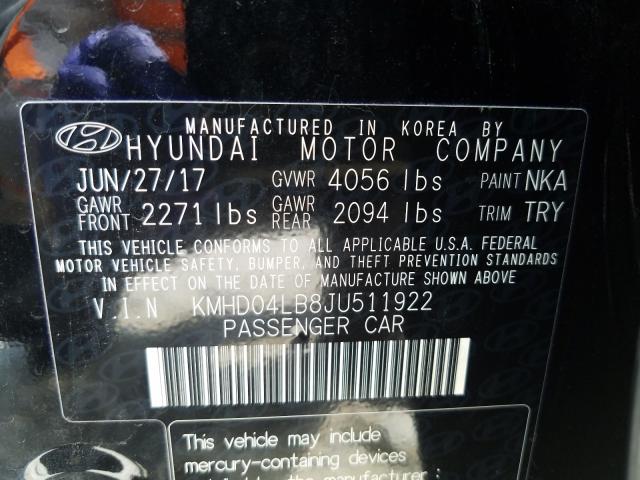 Photo 9 VIN: KMHD04LB8JU511922 - HYUNDAI ELANTRA SP 