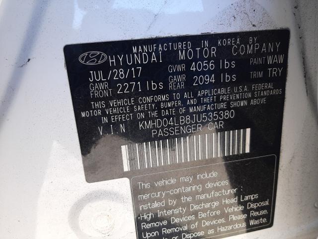 Photo 9 VIN: KMHD04LB8JU535380 - HYUNDAI ELANTRA SP 