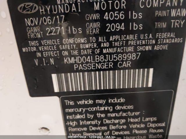 Photo 8 VIN: KMHD04LB8JU589987 - HYUNDAI ELANTRA 