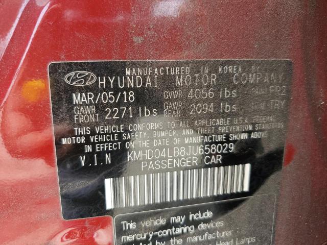 Photo 11 VIN: KMHD04LB8JU658029 - HYUNDAI ELANTRA 