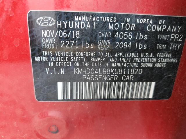 Photo 12 VIN: KMHD04LB8KU811820 - HYUNDAI ELANTRA SP 