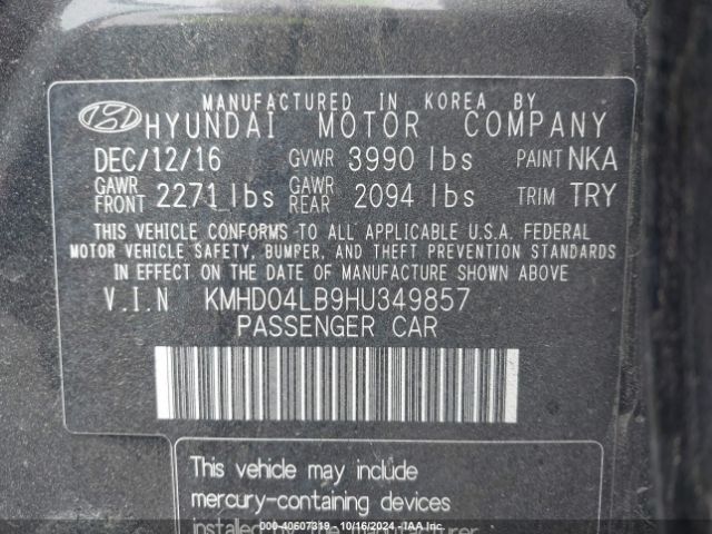 Photo 8 VIN: KMHD04LB9HU349857 - HYUNDAI ELANTRA 