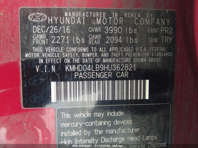 Photo 8 VIN: KMHD04LB9HU362821 - HYUNDAI ELANTRA 