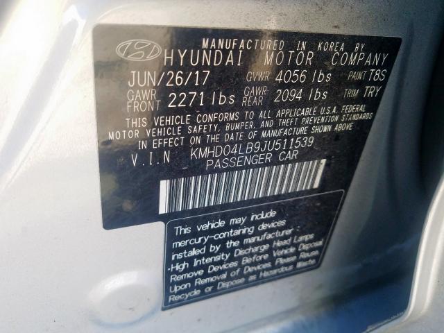 Photo 9 VIN: KMHD04LB9JU511539 - HYUNDAI ELANTRA SP 